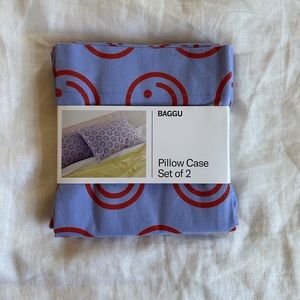 BAGGU pillow case set of two in cornflower happy print. Brand new with tags.
